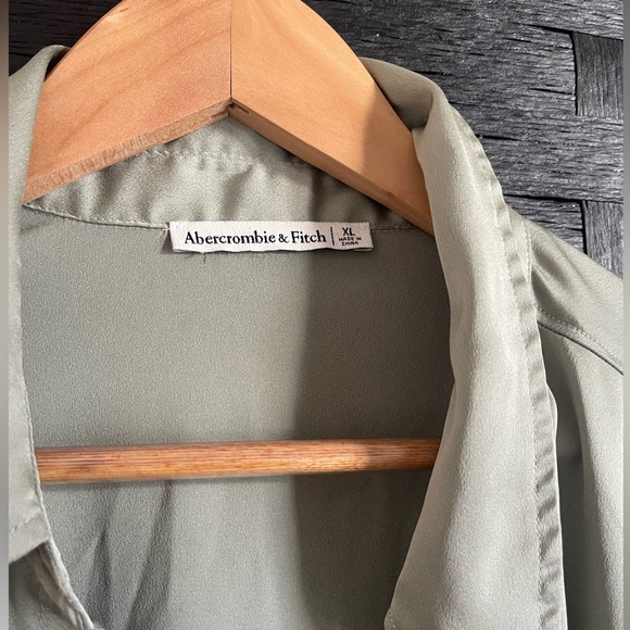 Abercrombie & Fitch light green satin blouse - Picture 2 of 2